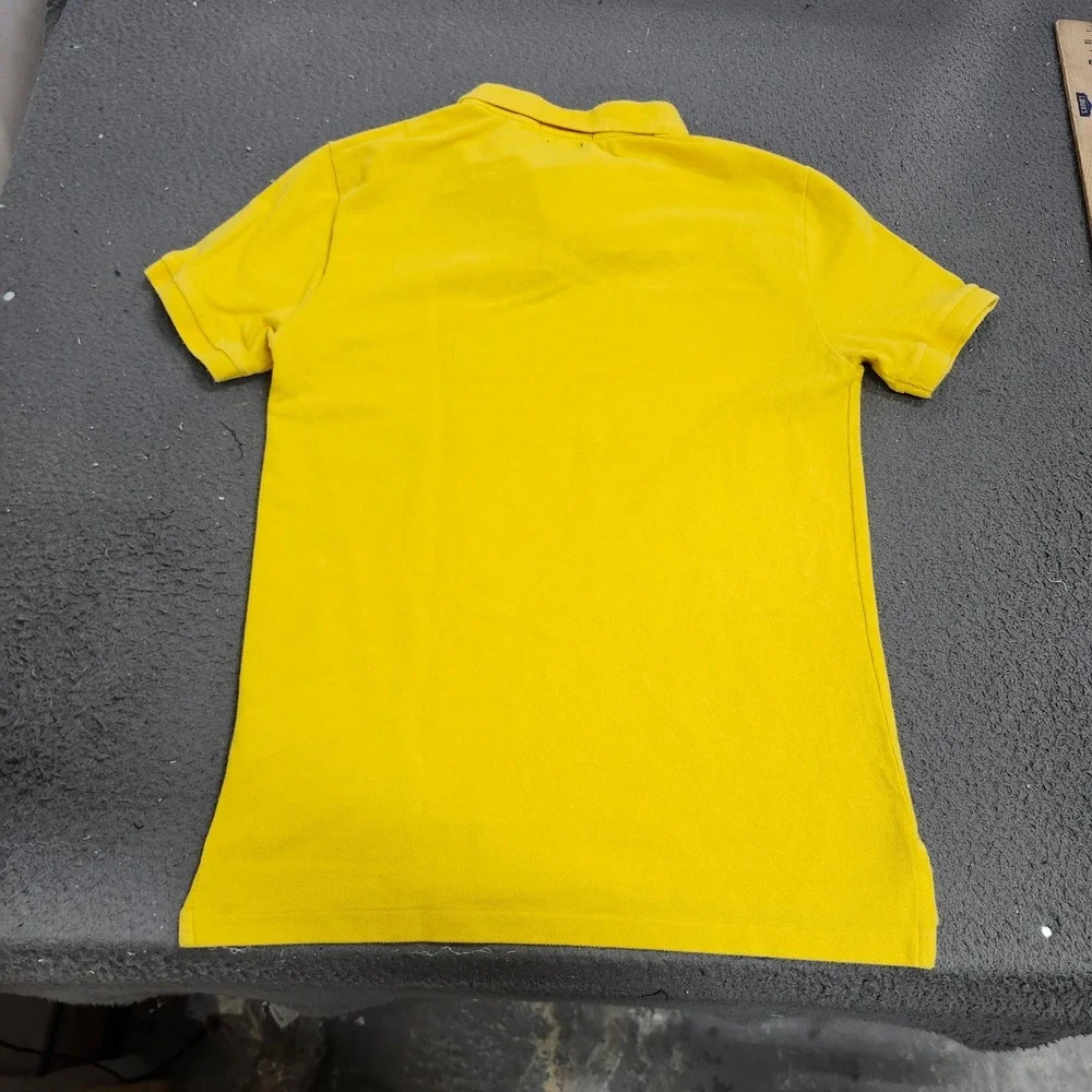 Polo Ralph Lauren Mens Custom Slim Fit Yellow Pique Polo Shirt Small Blue Pony